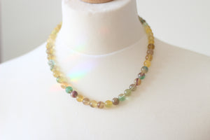 Natural Milti Flourite & Silver Necklace