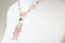 Rose Quartz, Pearls & Silver Necklace