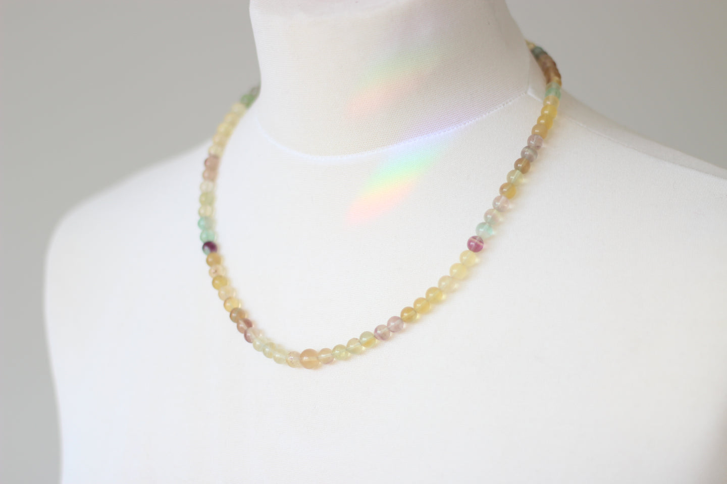 Natural Milti Flourite & Silver Necklace