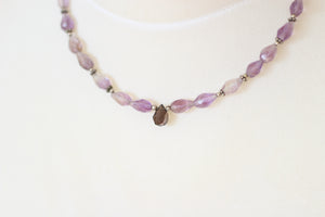 Amethyst, Smokey Quartz & Silver Necklace