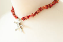 Red Jasper Chip & Silver Starfish Pendant Necklace