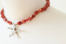 Red Jasper Chip & Silver Starfish Pendant Necklace