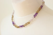 Amethyst, Smokey Quartz, Clear Quartz & Silver Necklace