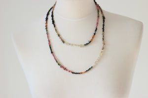 Multi-Coloured Mix Tourmaline Chip & Silver Necklace