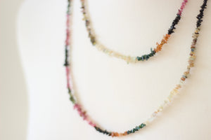 Multi-Coloured Mix Tourmaline Chip & Silver Necklace