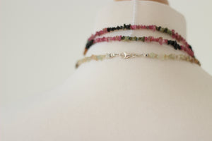 Multi-Coloured Mix Tourmaline Chip & Silver Necklace