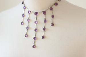 Amethyst & Silver Waterfall Necklace