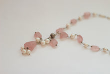 Rose Quartz, Pearls & Silver Necklace