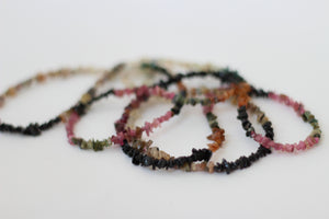 Multi-Coloured Mix Tourmaline Chip & Silver Necklace