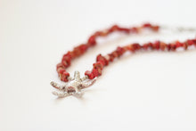 Red Jasper Chip & Silver Starfish Pendant Necklace