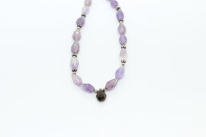 Amethyst, Smokey Quartz & Silver Necklace