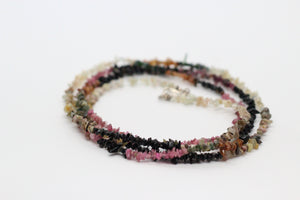 Multi-Coloured Mix Tourmaline Chip & Silver Necklace