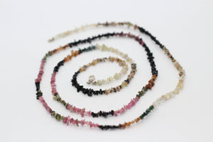 Multi-Coloured Mix Tourmaline Chip & Silver Necklace