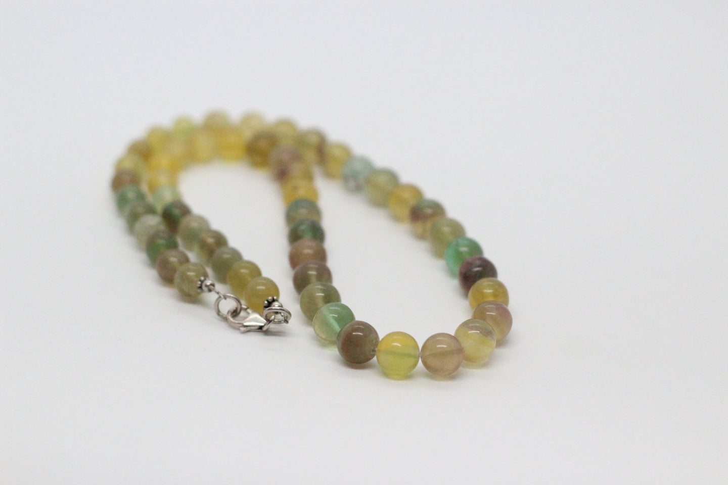 Natural Milti Flourite & Silver Necklace