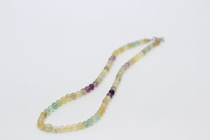 Natural Milti Flourite & Silver Necklace