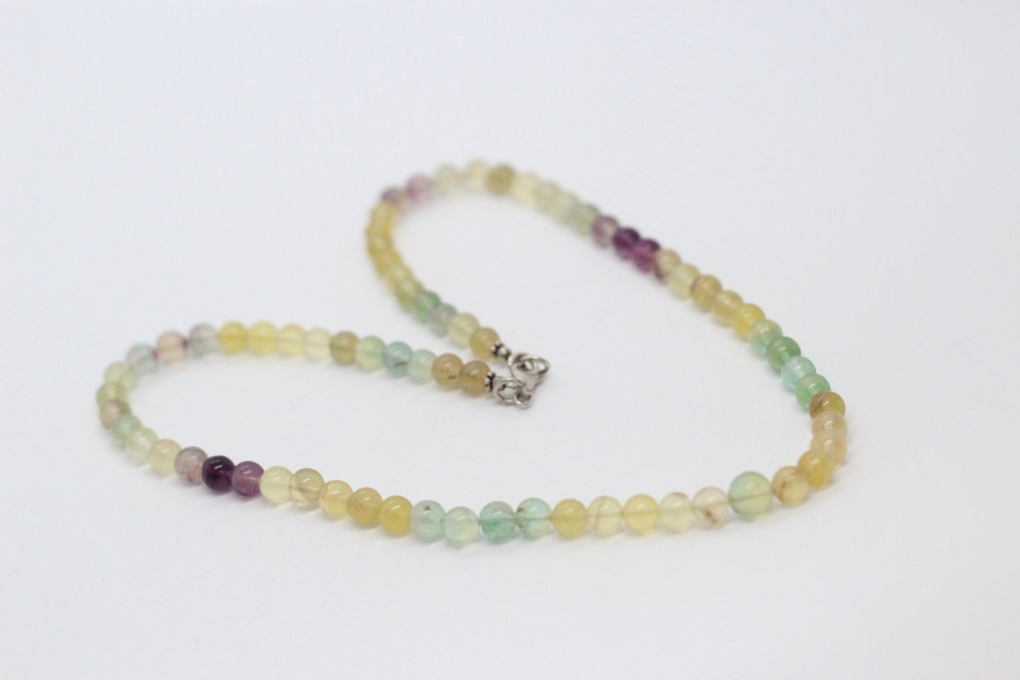 Natural Milti Flourite & Silver Necklace