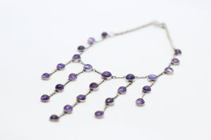 Amethyst & Silver Waterfall Necklace