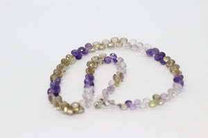 Amethyst, Smokey Quartz, Clear Quartz & Silver Necklace