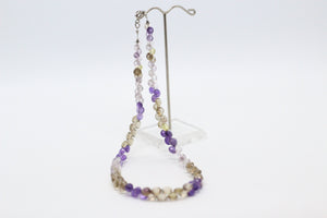 Amethyst, Smokey Quartz, Clear Quartz & Silver Necklace