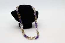 Amethyst, Smokey Quartz, Clear Quartz & Silver Necklace