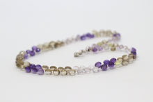 Amethyst, Smokey Quartz, Clear Quartz & Silver Necklace